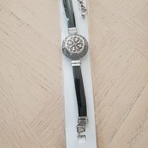 Black Leather Snap Button Bracelet